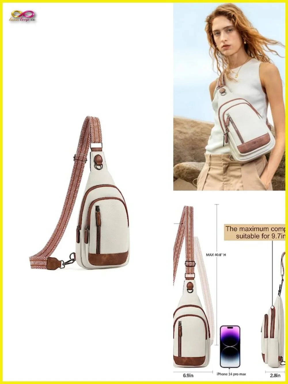 Vintage Faux Leather Crossbody Sling Bag Backpack for Women Men